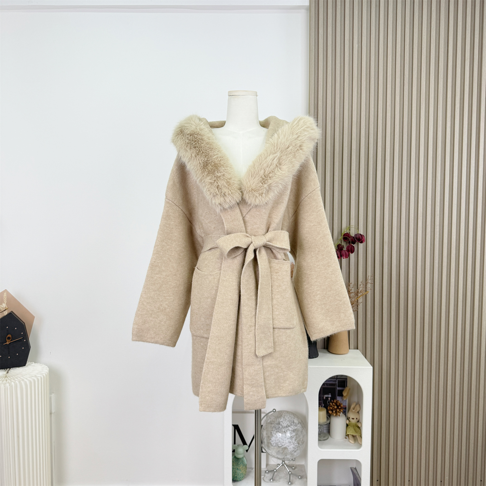 杜总家 江原道初雪*原创纯欲氛围感秋冬连帽毛领大衣双面外套女