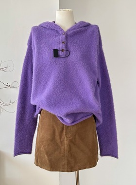 LAN DEUR枫糖松饼时尚百搭气质连帽设计感极简风秋冬针织毛衣