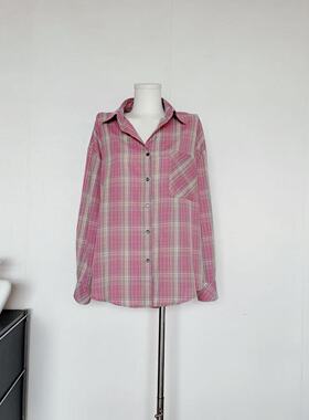 im向 格纹胶片oversize休闲长袖格纹衬衫女松弛感宽松落肩袖外套
