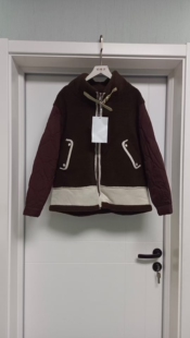 咖色羊羔毛菱格棉衣女士机车风L码胸围120长62适合100-130斤  ​