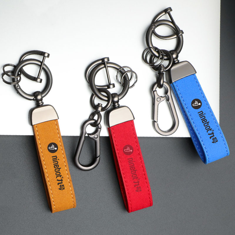 适用九号翻毛皮哑光黑钥匙扣