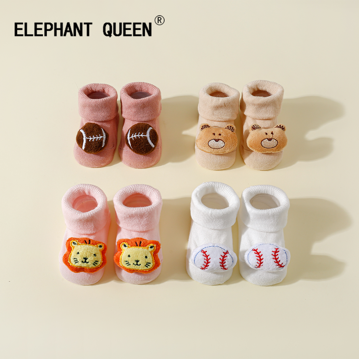 可爱公仔中筒袜春秋松口无骨袜子