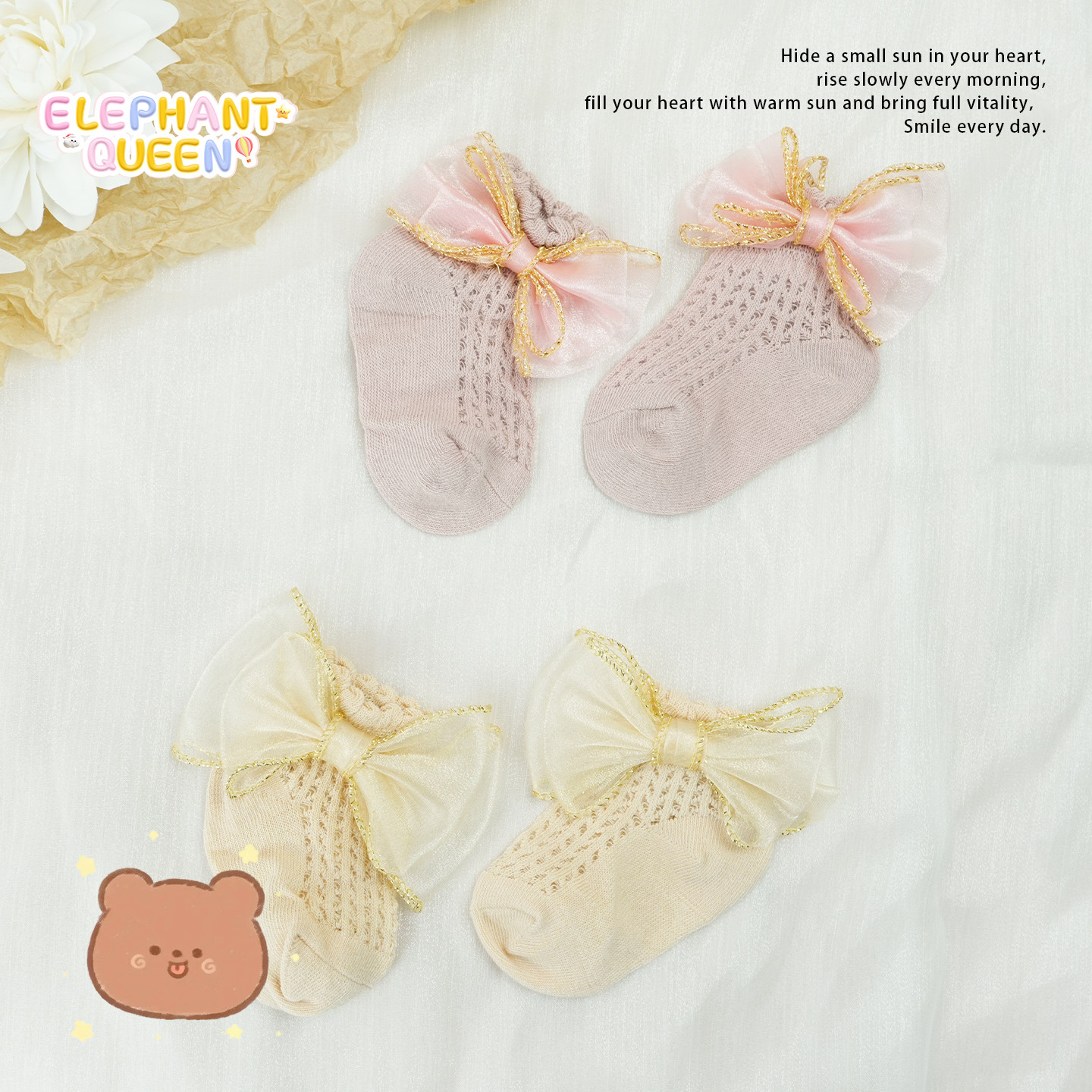 女童网眼短袜蝴蝶结公主袜