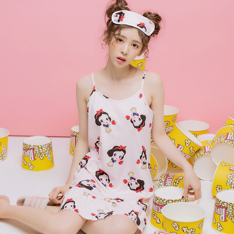夏季睡裙吊带纯棉可爱女公主清新韩版少女加大码睡衣小性感家居服