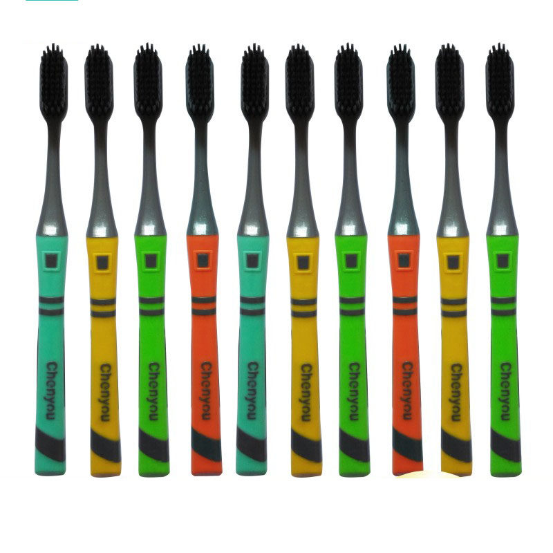 晨友 软毛细柔丝牙刷 竹炭成人家用男女士牙刷家庭装10支装