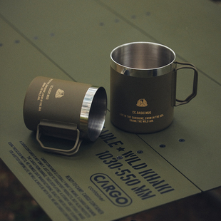 韩国CARGO新款不锈钢水杯保温杯手柄杯户外露营野餐双层防烫杯子