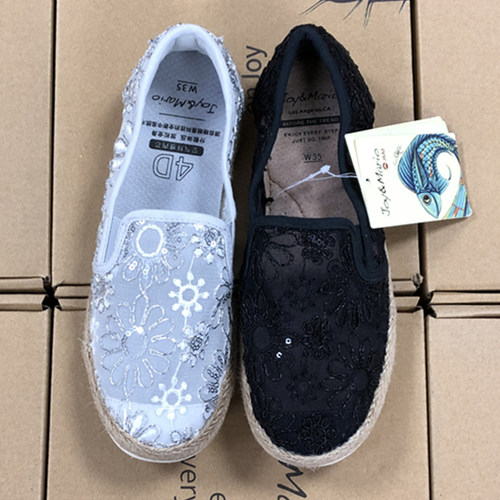 J&M/快乐玛丽 夏季蕾丝网面透气浅口单鞋 平底舒适休闲女鞋72198W