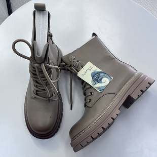 快乐玛丽 朋克街头潮侧拉链靴子女鞋 秋季 百搭系带马丁靴 时尚 J&M