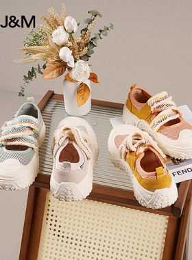 J&M快乐玛丽女鞋帆布鞋2024夏季新款百搭圆头洞洞鞋休闲鞋87586W