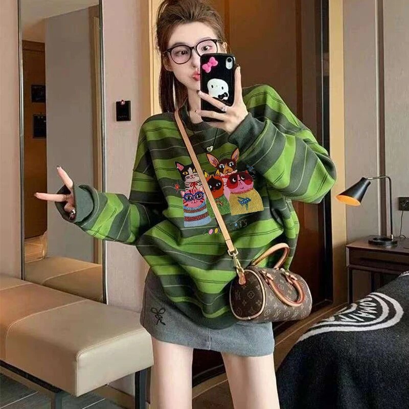 港风复古长袖t恤女2026春季新款爆款宽松休闲小个子打底衫上衣