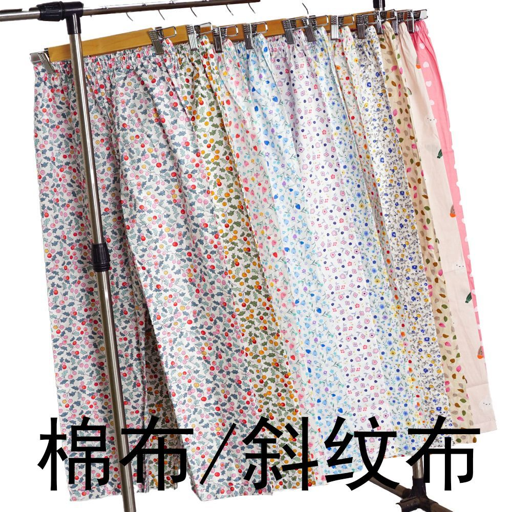 斜纹棉布女士加肥加大纯棉居家碎花睡裤女式夏季棉布睡衣裤家居裤