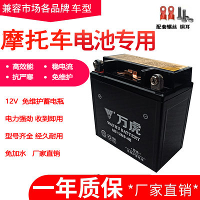 摩托车电瓶12V免维护9A助力车125踏板车12V7A弯梁车12N5-3B蓄电池