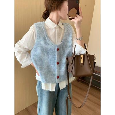 小香风软糯甜美爱心扣针织马甲
