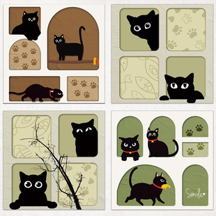 法式中古风宠物猫咪可替换画芯客厅餐厅卧室儿童房防水防潮油画布