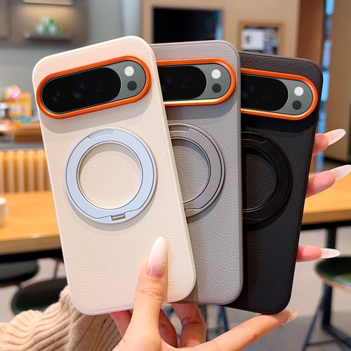 适用谷歌Google Pixel 10Pro手机壳磁吸支架360度旋转10proxl轻奢素皮9a保护壳9pro金属镜头圈按键防摔商务男
