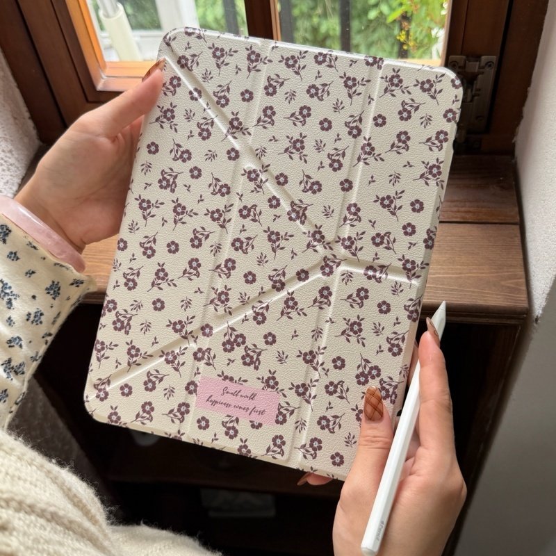 搭配iPad 粉棕小碎花适用iPad Pro 2021版(11英寸)平板保护套女款少女心ipad mini6 iPad 2025版 第10代 (10.