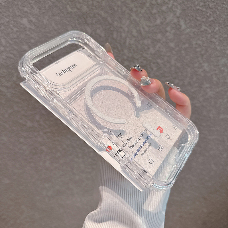 闪粉三合一适用苹果17promax手机壳magsafe磁吸17Air透明iPhone16pro高级感15plus女新款14日韩13防摔12全包,3C数码配件,手机保护套/壳,淘宝优惠券,粉丝福利购,淘宝优惠卷