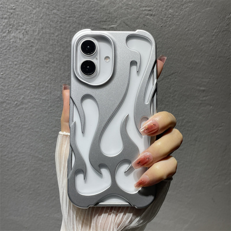 火焰纹iPhone16手机壳电镀