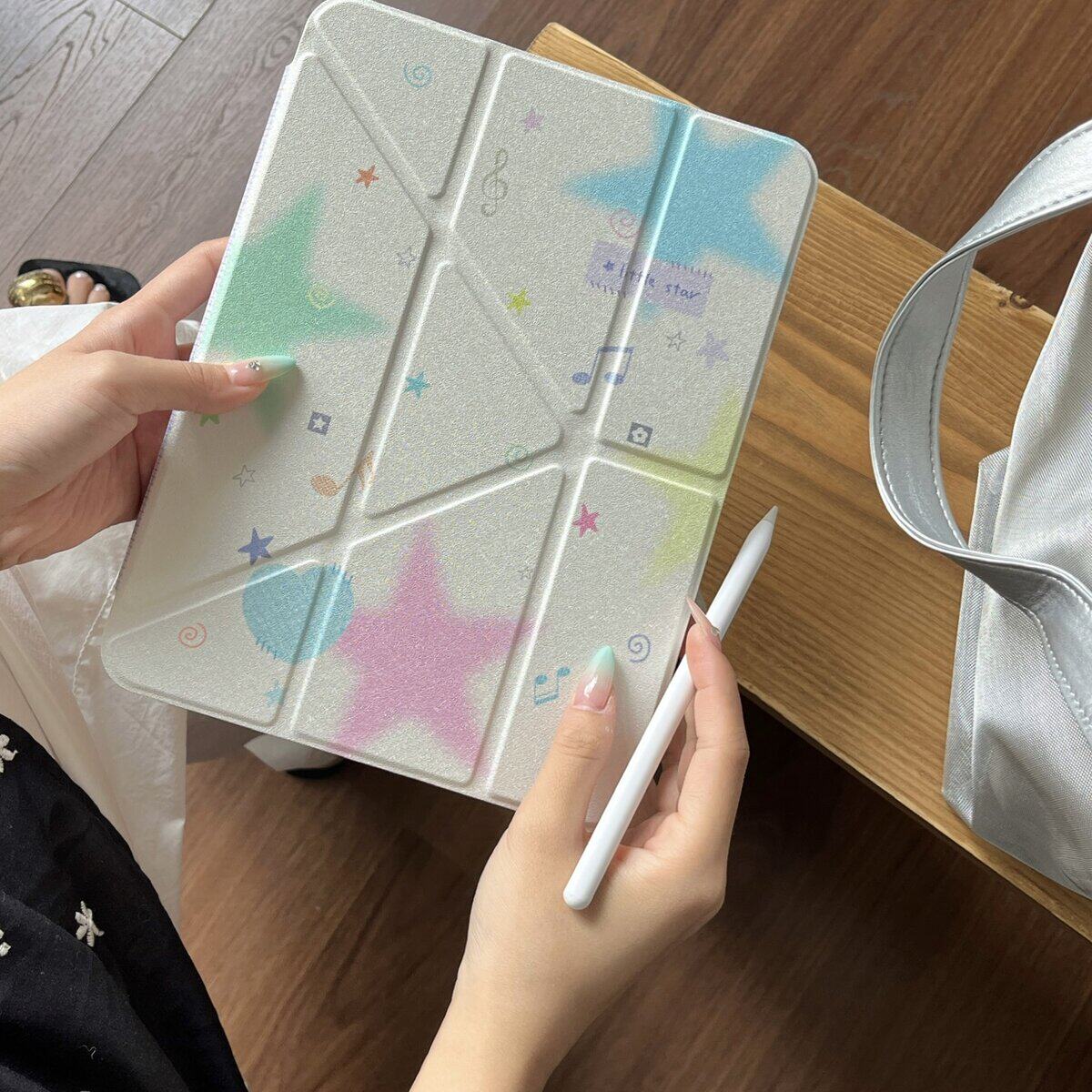 3+Y iPad彩色星星音符适用iPad Pro 2021版(11英寸)平板保护套女款少女心ipad mini6 iPad 2025版 第10代 (10