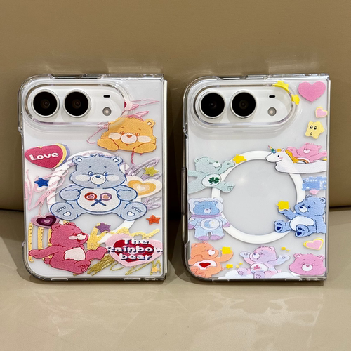适用于苹果DUO 磁吸折叠屏全包手机外壳 iPhone18DUO ins风彩虹熊保护套