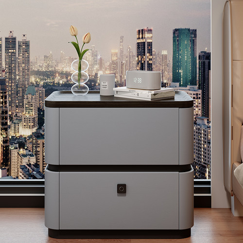 密码锁床头柜小型现代简约2025新款实木意式极简高级感主卧床边柜