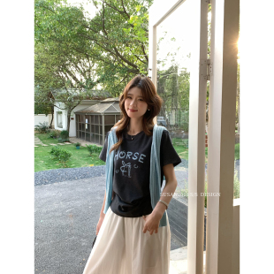 T恤女Si71 韩系博主风减龄字母刺绣通勤上衣短袖 SUSAN 十三行夏季