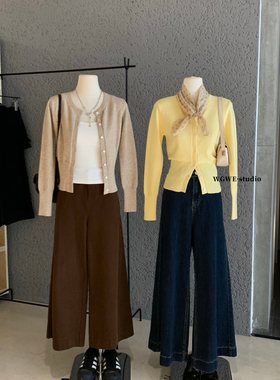 WGWE十三行秋季新款高级感气质温柔显瘦宽松短款针织开衫女W7153