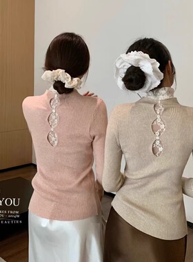 SEE YOU设计感假两件绝美内搭针织打底女秋冬显瘦小心机漏背上衣