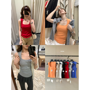 Hers 简约日常百搭纯色小个子显瘦U领美背背心女80338 十三行夏季