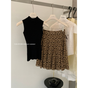 Y.JIA伊嘉十三行夏季御姐风背心上衣+豹纹半身中裙两件套装女6690
