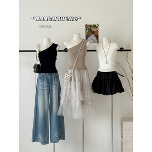 LADY 短款 上衣木耳边设计感不规则针织衫 女4936 MARIA十三行夏修身