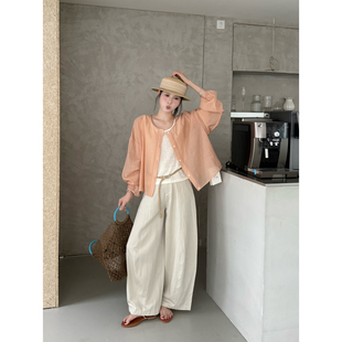 VI+唯一家十三行夏季简约舒服设计感防晒衫+百搭背心套装女26266