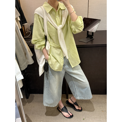 BEFORE SUNSET日落/周末十三行简约长袖衬衫女配披肩GT26S-W9438W