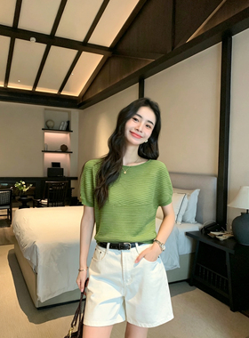 HOODIE GIRL草莓少女坑条肌理感休闲蝙蝠袖气质上衣针织衫女10094