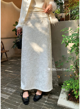 GS.GOOD START浮雕丝绒~冬季气质温柔显瘦丝绒长裙半身裙女G6926U