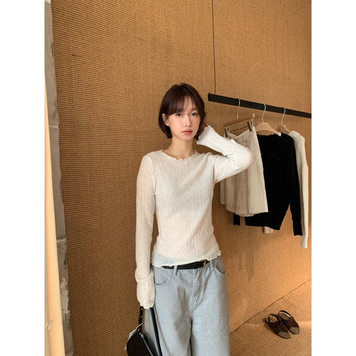 IMISS十三行秋季新款韩标气质减龄百搭打底衫长袖上衣女S90783-1