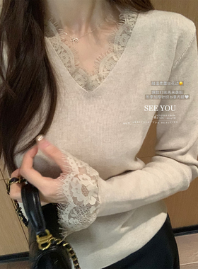 SEE YOU十三行秋冬假两件显瘦万能百搭蕾丝拼接打底衫女YS2-2033