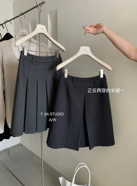 Y.JIA伊嘉十三行秋冬百搭中裙韩版设计感高腰A字半身裙女8309-55