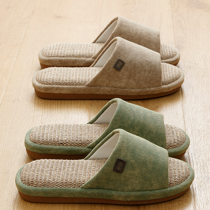 高端亚麻拖鞋女春秋家居室内静音四季不脚臭棉麻布艺凉拖鞋男夏天