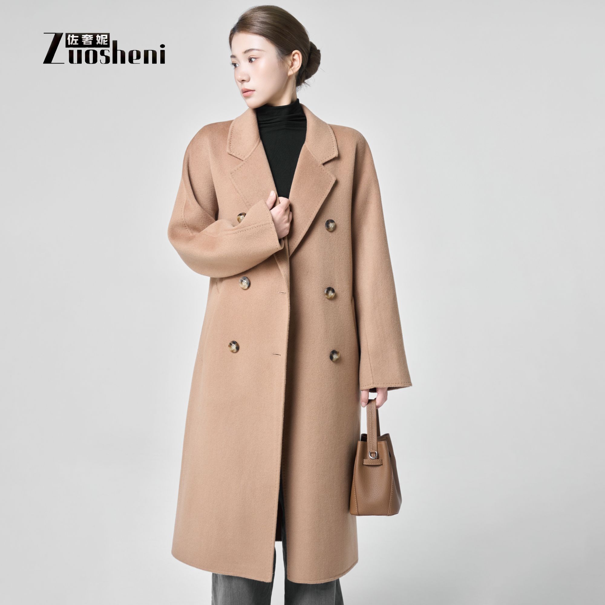 801[经典双排扣款]10%山羊绒大衣，双面呢大衣