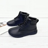 外贸尾货男女冬季 加绒保暖高帮棉靴真皮加绒系带休闲加宽楦工装 靴