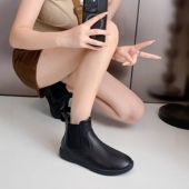 外贸出日本男女加宽平底真皮舒适软底秋冬短靴加绒保暖冬季 雪地靴