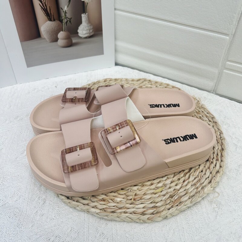 外贸老美女士大码时尚百搭拖鞋居家外穿厚底休闲舒适防滑耐磨拖鞋