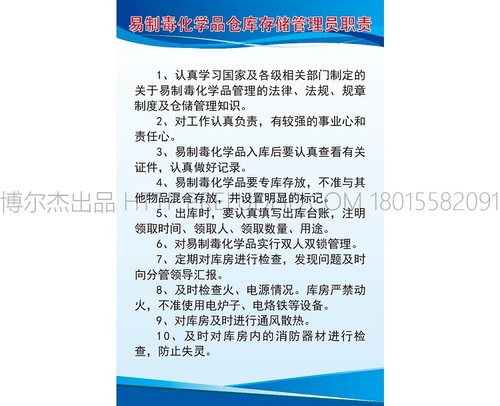 G0401工厂直销实验室化工标识牌易制毒化学品仓库存储管理员职责