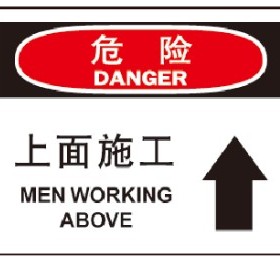 A7027安全提醒警告警示标志牌现货直销标识语不干胶危险-上面施工