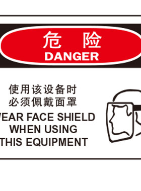 A7113安全提醒警告警示标志牌标识危险-使用该设备时必须佩戴面罩