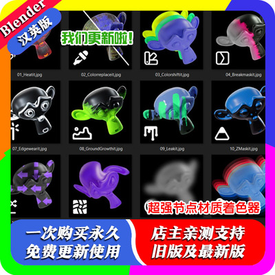 blender插件中文 Node-it 超强节点材质助手几何节点组材质着色器