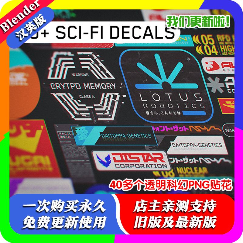 blender 40 Sci-Fi Decals 40多个手工制作的高清透明科幻PNG贴花