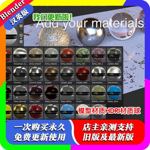 Blender插件 Asset Management 2.80 资产管理模型材质HDRI材质球