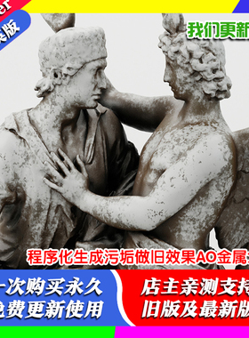 Blender材质预设 程序化生成污垢做旧贴花年久失修效果AO金属划痕